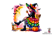 Halloween Witch PNG Clipart Bundle, a Graphic by Clipart Studio (Thumbnail 8 of 11)