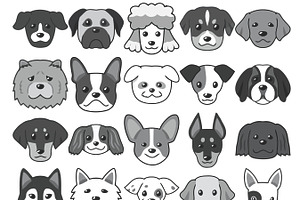 Cartoon Dog Head/Faces Set 1