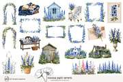 100 watercolour delphinium clip art, a Seasonal Illustration by Poppy Lane Studio (Thumbnail 3 of 12)