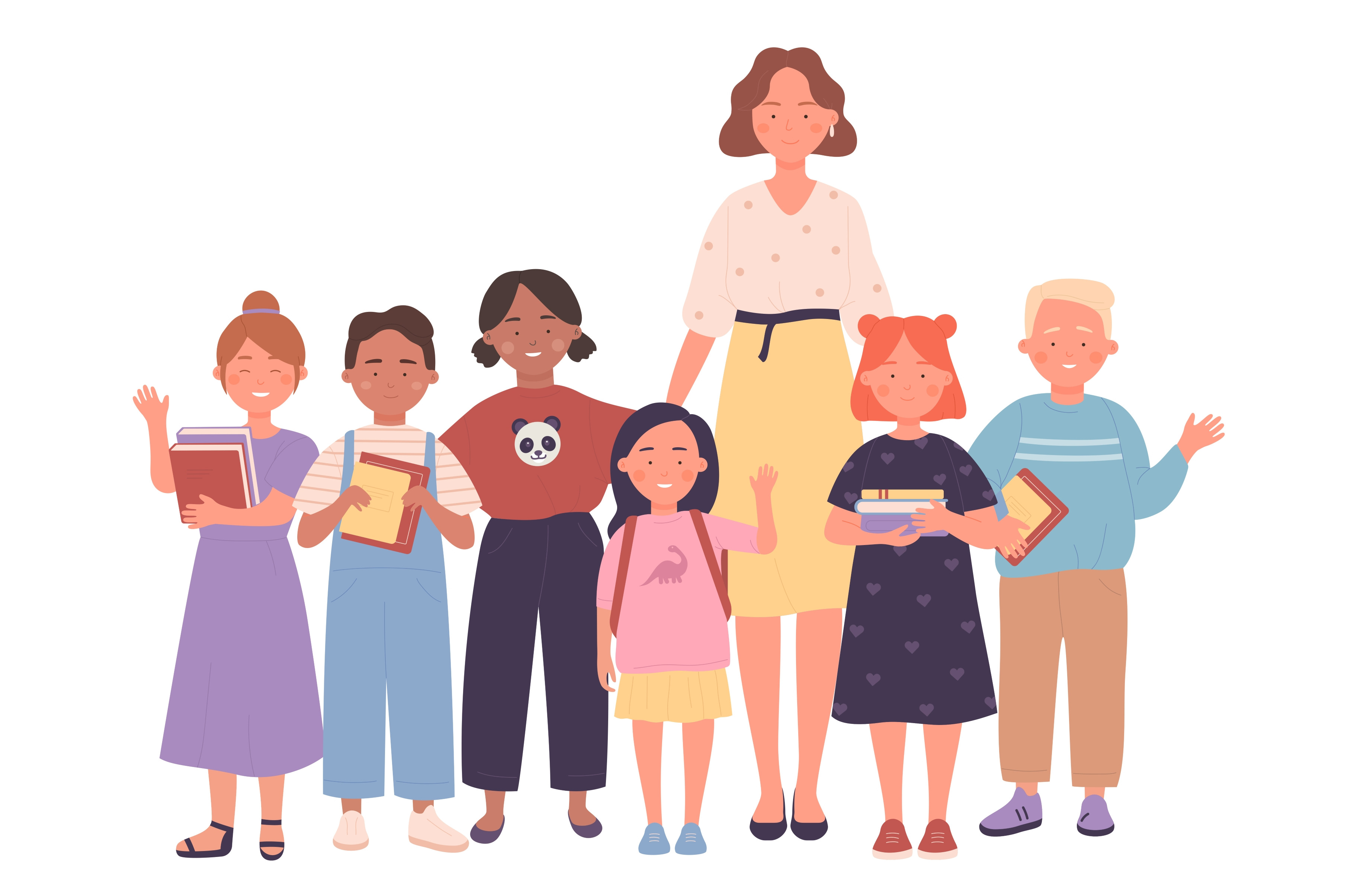 Teacher and kids people together | Education Illustrations ~ Creative ...