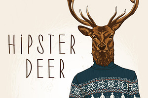 Hipster Deer Illustration