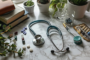 Top view doctor medical stethoscope, a Health & Medical Photo by Pixeness Studio