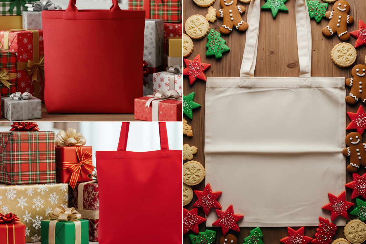 Christmas Tote Bag - Bundle 100 JPG, a Household Mockup by KennedyStudio (Photo 3 of 16)
