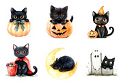 Cute Halloween Black Cats Clipart, an Illustration by CreationArt (Thumbnail 5 of 5)