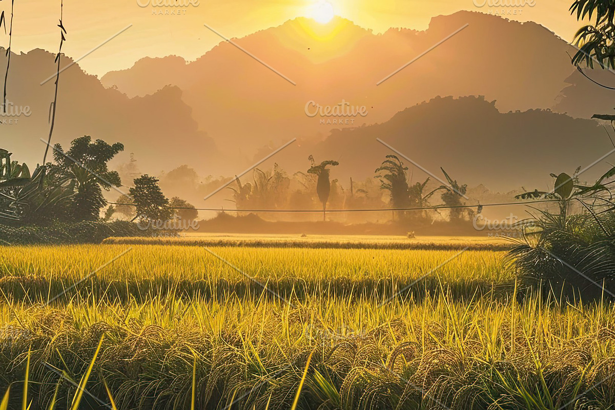 Golden Rice Field at Sunset, a Photo by LOGOCREATIVE (Photo 22 of 27)