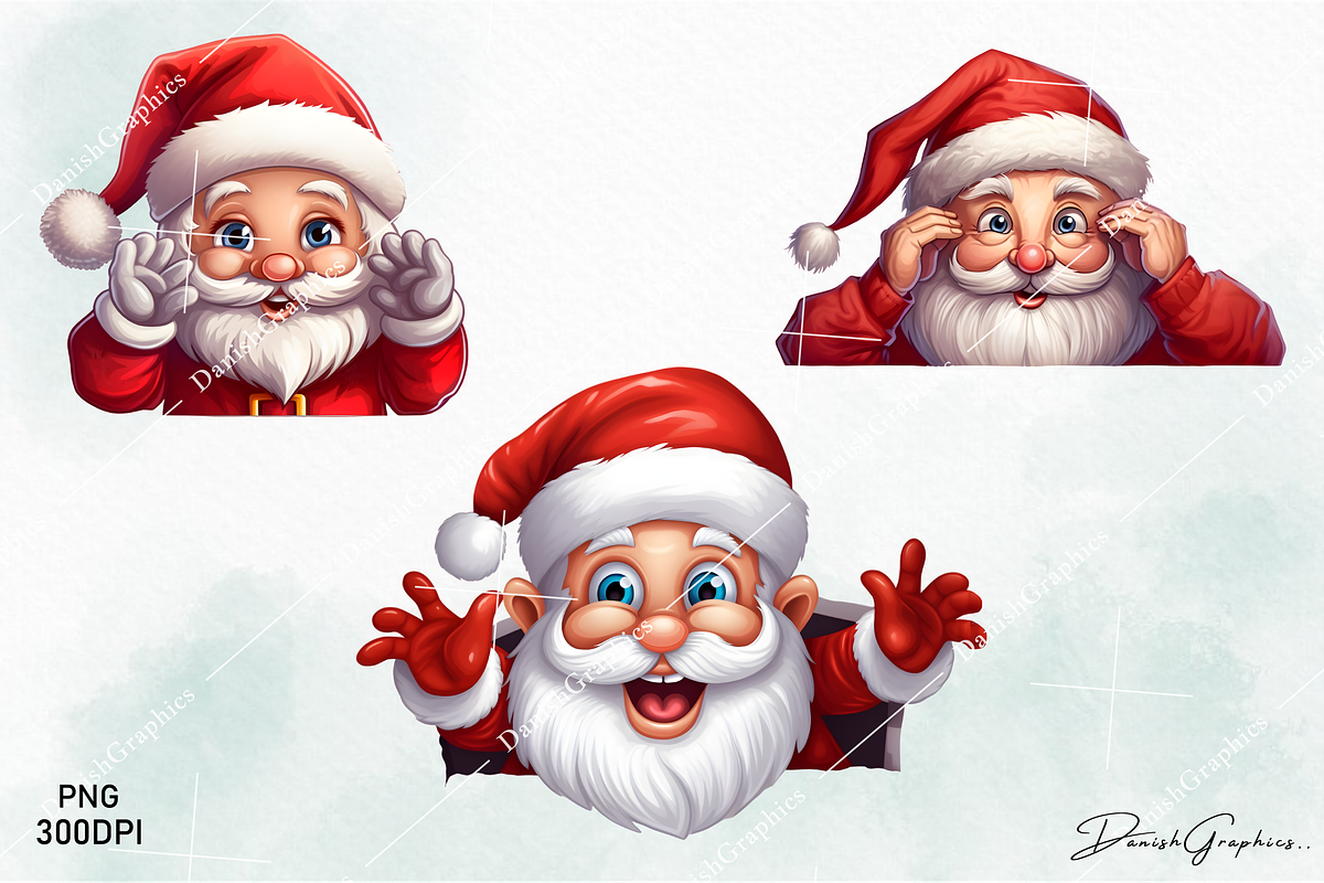Santa Claus Peeking Christmas Bundle, a Decorative Illustration by danishgraphics (Photo 6 of 8)