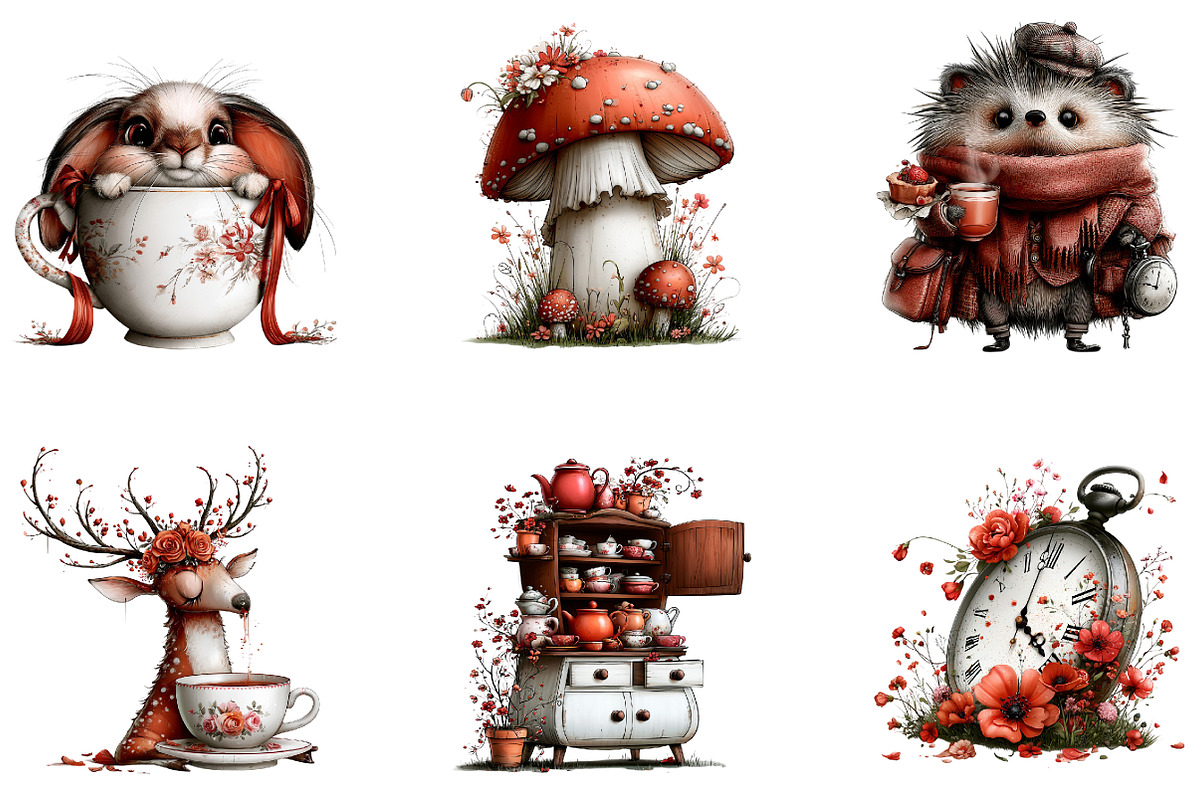 Vintage Tea Party Clipart, a Seasonal Illustration by CreationArt (Photo 5 of 5)