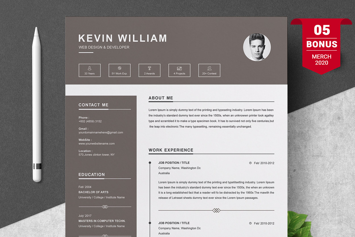 Resume/CV Bundle | 200+ for $29, a Resume Template by ResumeInventor (Photo 106 of 207)