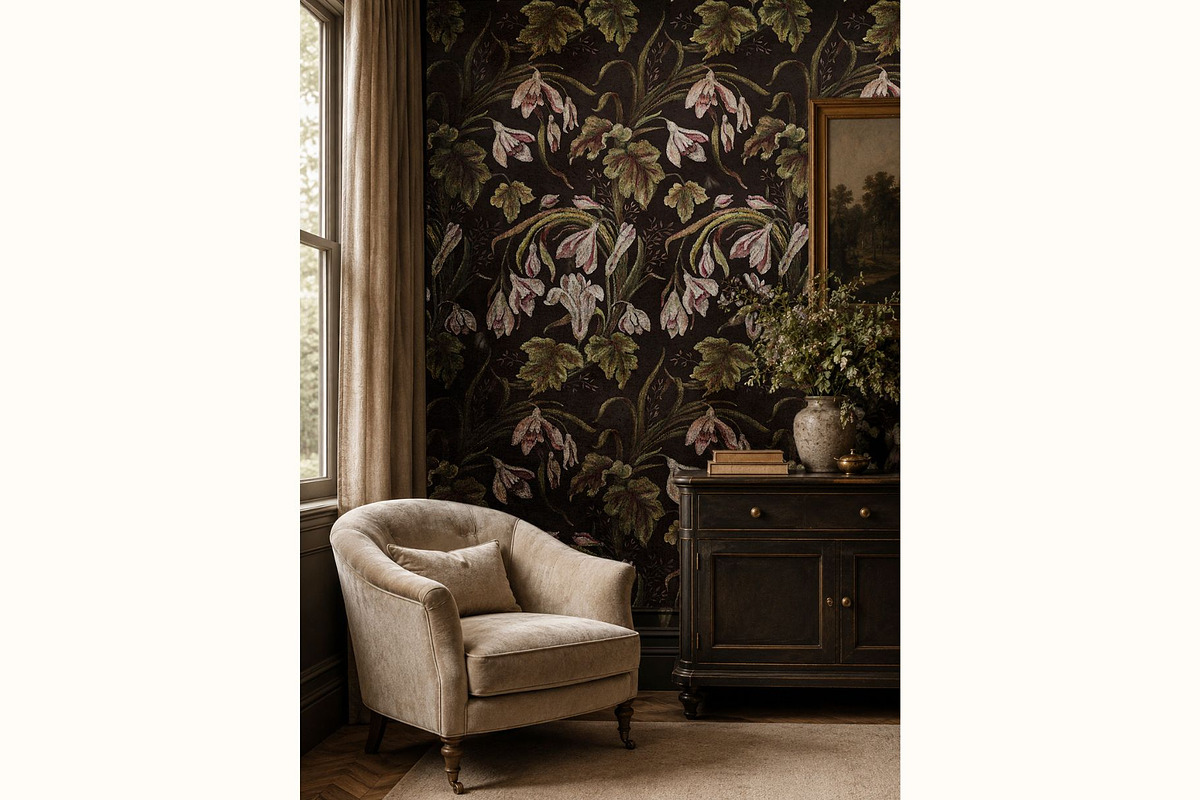 Snowdrop Nocturne Botanical Pattern, a Pattern Graphic by MouseGrey (Photo 5 of 9)