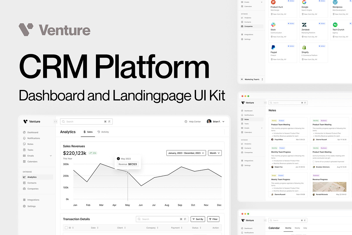 Venture - CRM Platform UI Kit, an UI Kit Template by dhuhacreative (Photo 1 of 8)