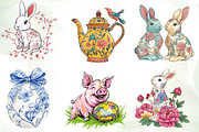 Easter Chinoiserie Sublimation Clipa, an Illustration by CreationArt (Thumbnail 2 of 5)