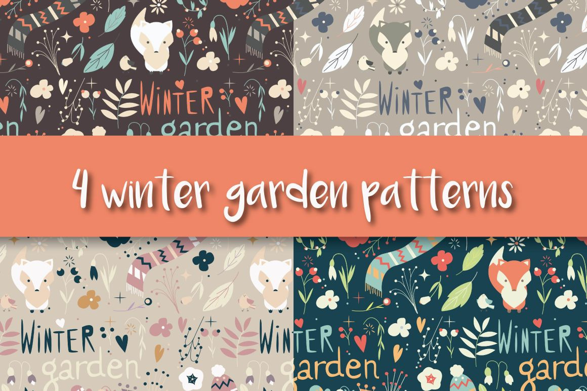 4 Winter Garden Seamless Patterns, a Pattern Graphic by Blue Lela Design