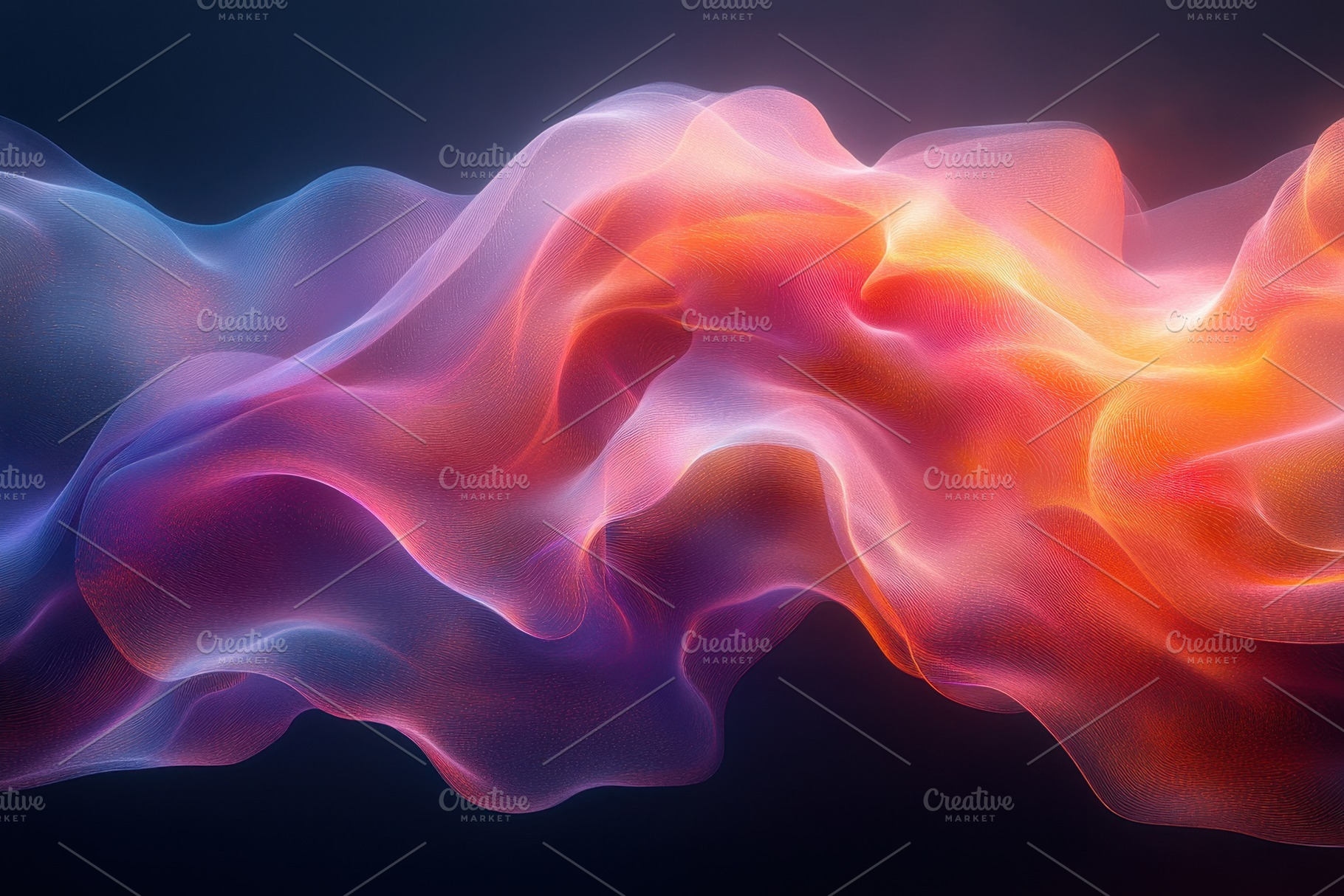 Colorful wave pattern flows through, a Photo by Tanuart