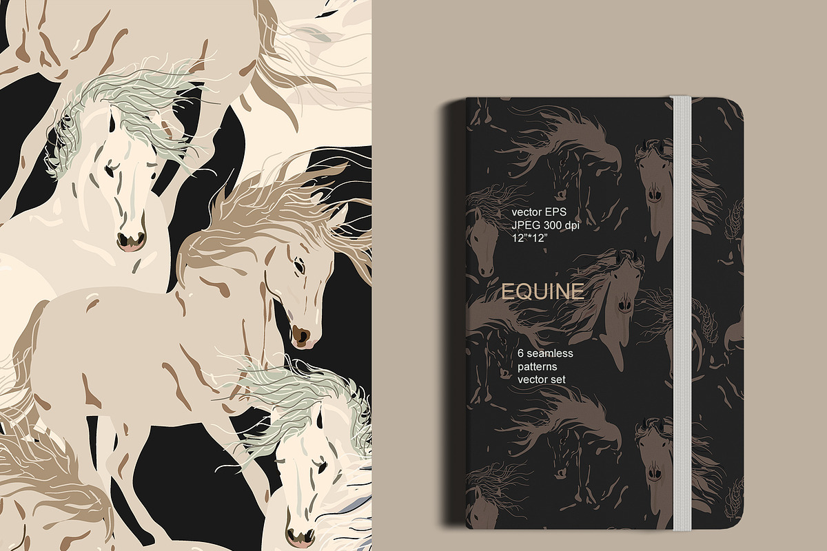 Horses vector seamless set, a Pattern Graphic by PatternsBlooming (Photo 4 of 6)