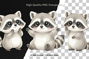 15 Bundle Watercolor Cute Raccoon, an Animal Illustration by Morspective (Thumbnail 2 of 8)