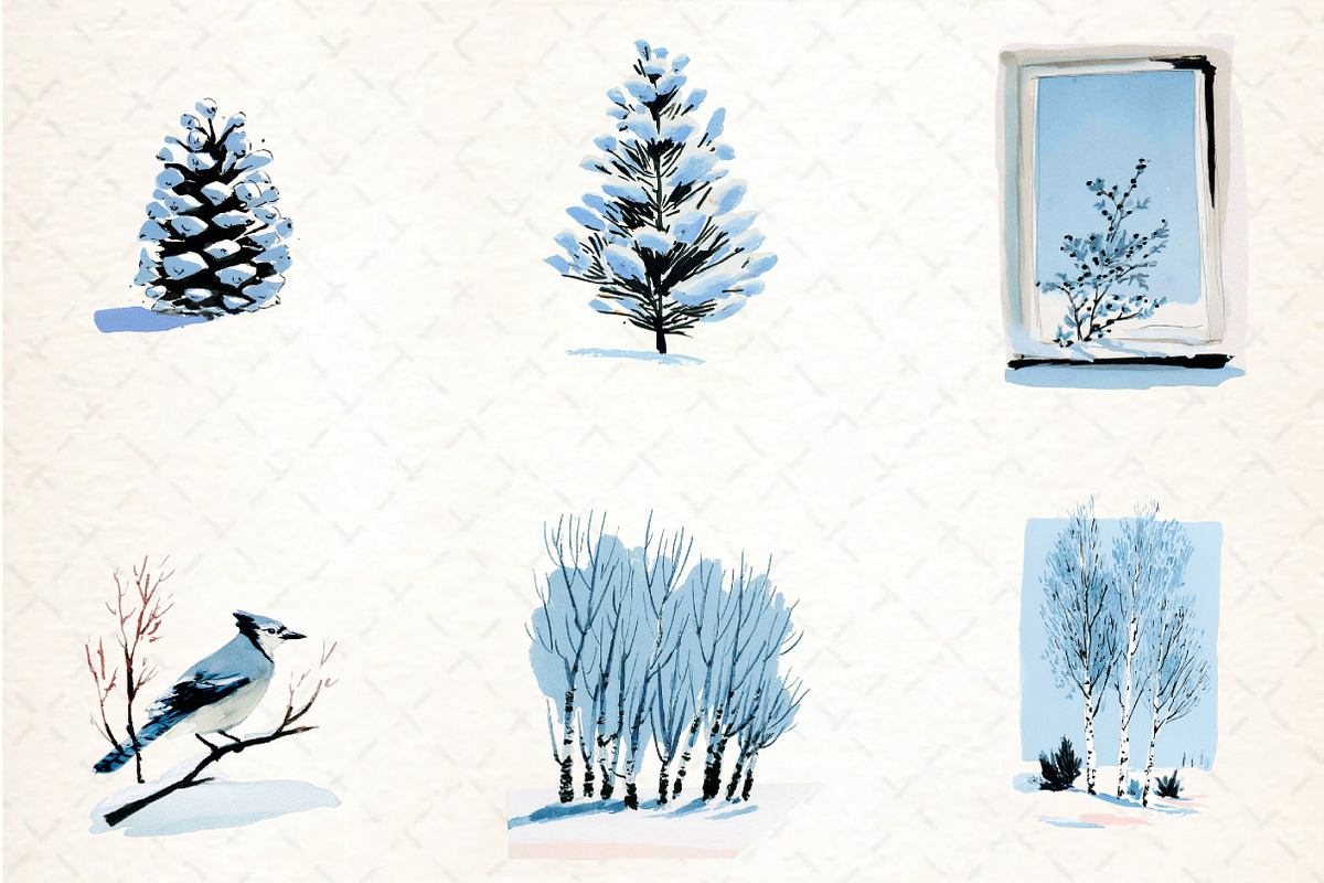 Watercolor Winter Clipart Collection, an Illustration by DreamCafeArt (Photo 6 of 6)