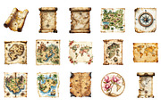 Old Maps Clipart, an Illustration by Designworld (Thumbnail 3 of 6)
