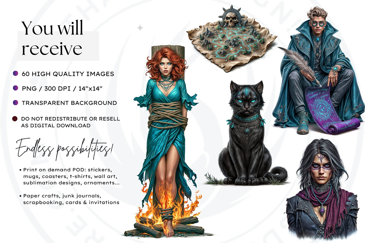 Witch hunters clipart Set, a Person Illustration by ThatsDesignArt (Photo 2 of 10)