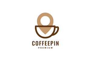 Cup Coffee Pin Map Location Logo