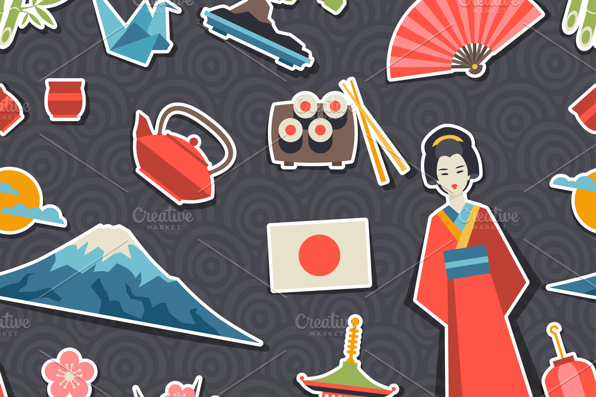 Japan stickers and patterns. preview 3