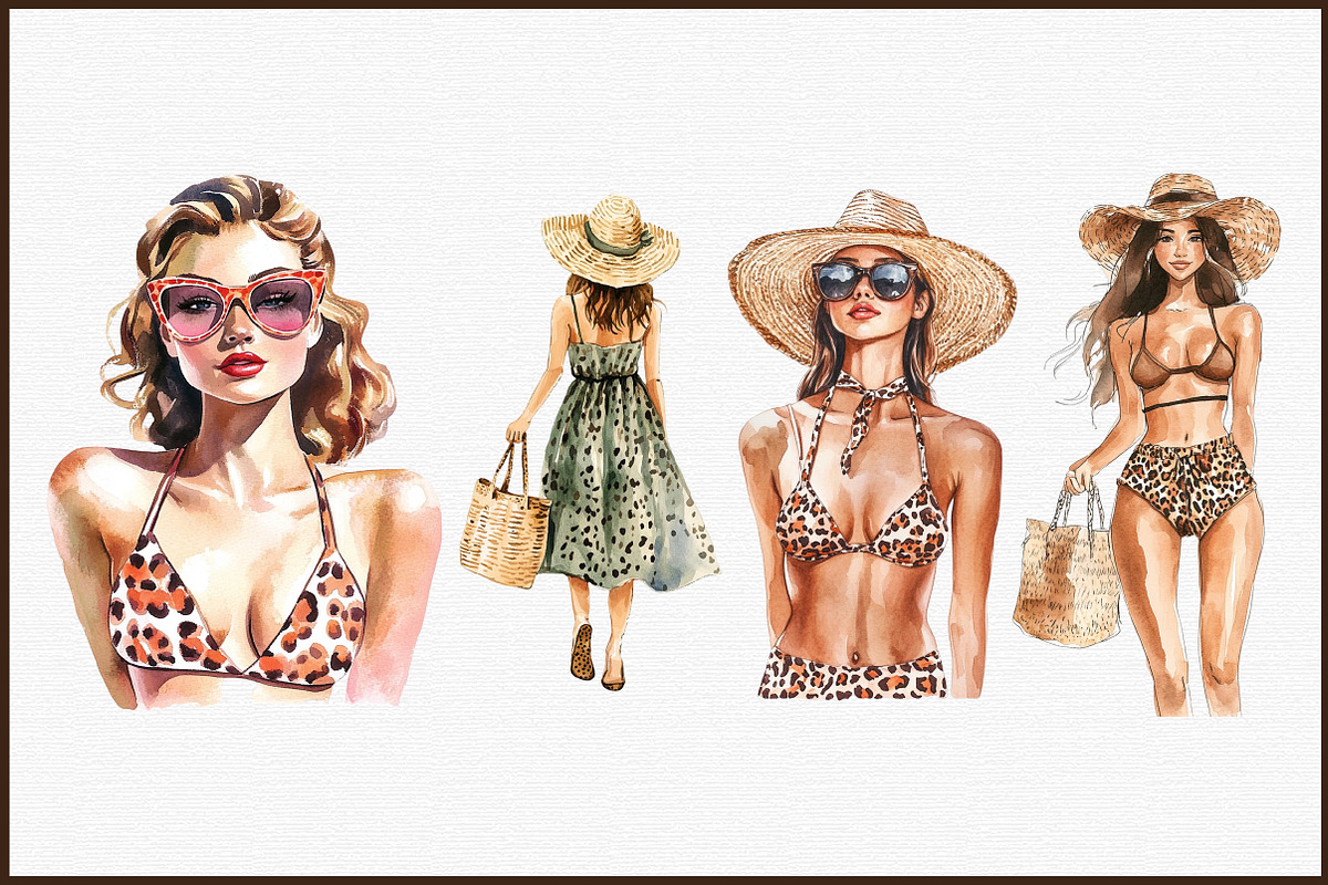Leopard Print Summer Girl Clipart, an Illustration by Sublimation Artist (Photo 3 of 6)
