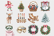 Whimsy Christmas Ski Lodge Clipart, a Seasonal Illustration by Design Market (Thumbnail 4 of 5)