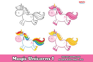 Unicorn Cartoon Mascot Character 1