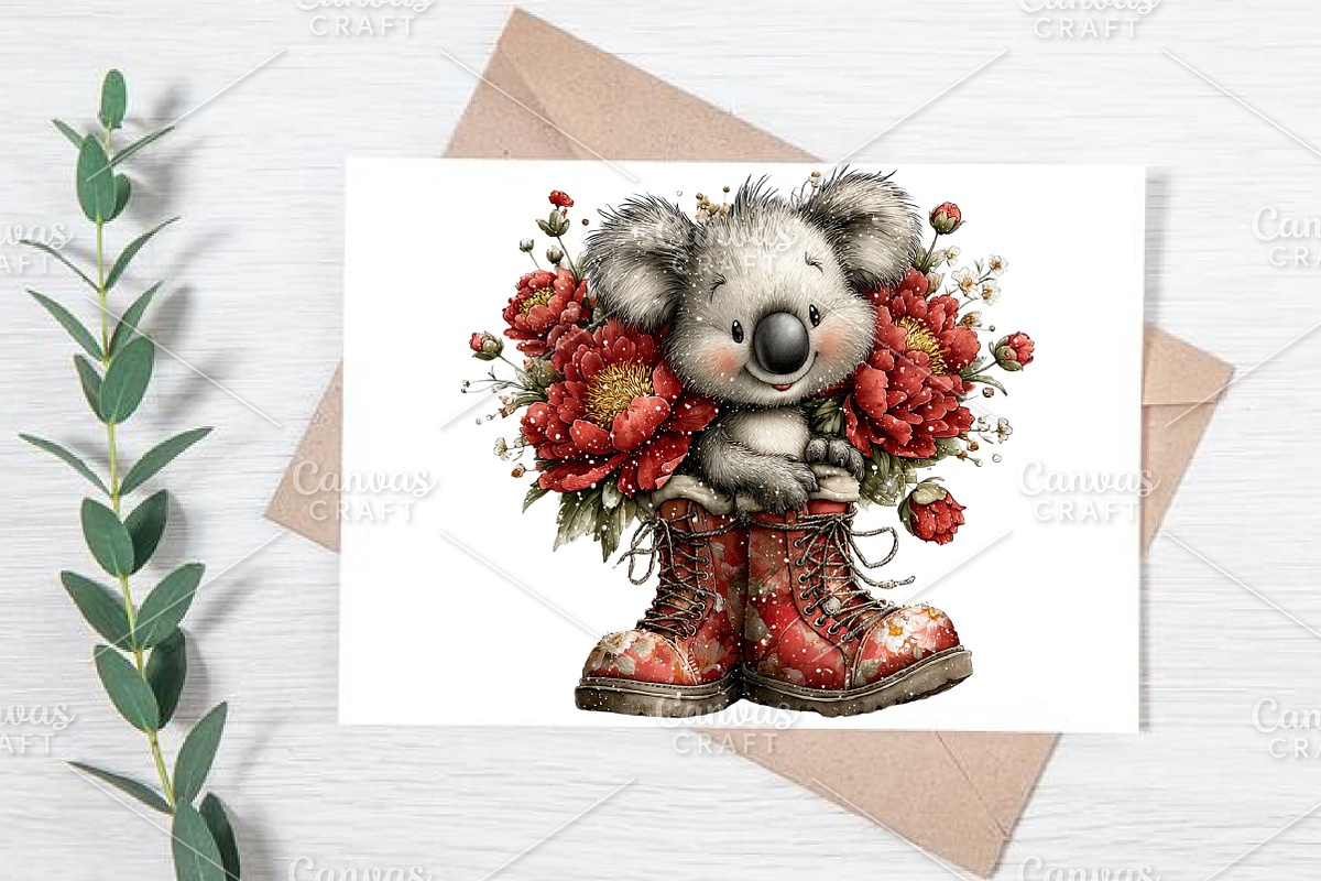 Whimsical Spring Koala Clipart PNG, an Illustration by Canvas Craft (Photo 6 of 7)