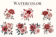 Watercolor-Roses and peonies flowers, a Graphic by Kay Art Designs (Thumbnail 3 of 10)