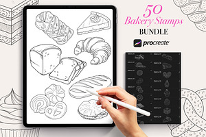 50 Bakery Procreate Stamps