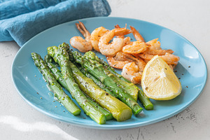 Pan Seared Shrimp With Asparagus Lemon And Garlic Healthy High P, a Food & Drink Photo by Alexander Prokopenko