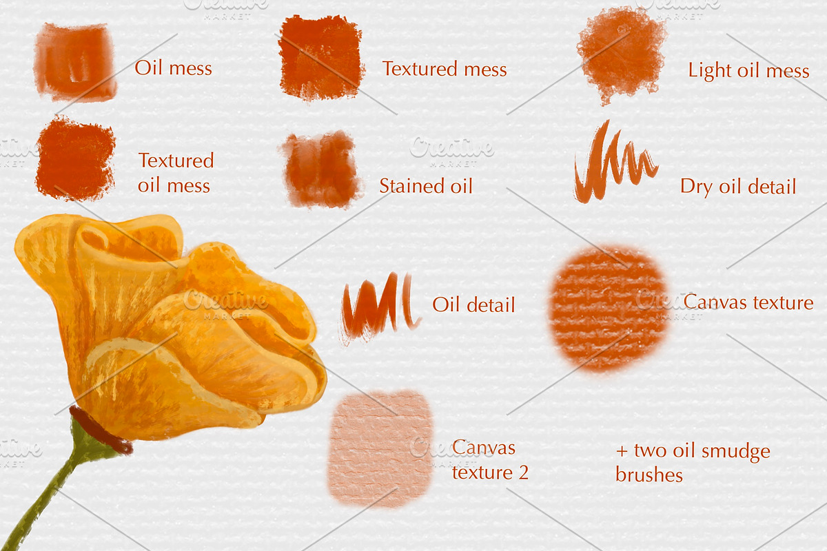 Oil painting Procreate brush pack, a Brush Add-On by Ink by Stefi (Photo 3 of 3)