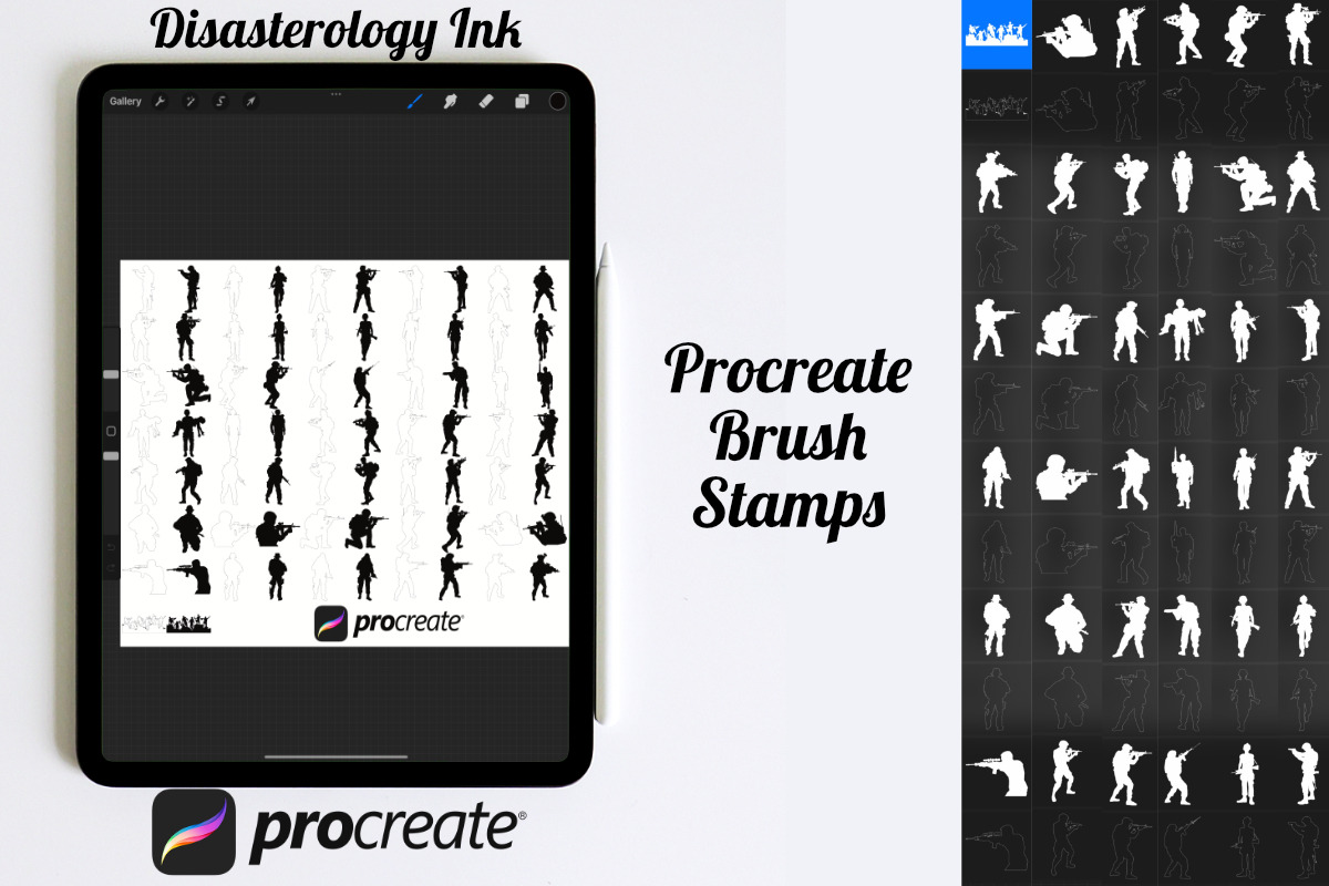 Soldier Figure Poses Set 1, 72 Poses, a Brush Add-On by Disasterology Ink (Photo 3 of 10)