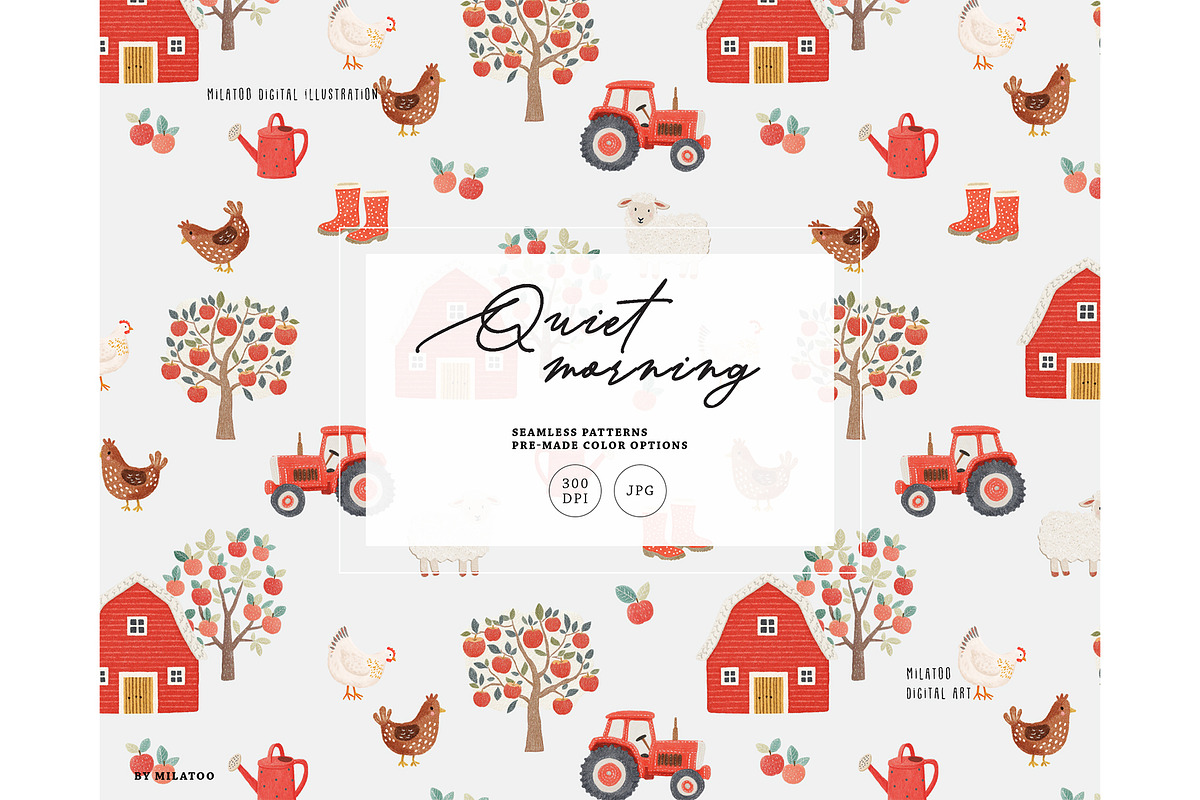 Apple harvest seamless pattern farm, a Pattern Graphic by Milatoo (Photo 1 of 4)