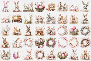 Watercolor Easter Clipart PNG Bundle