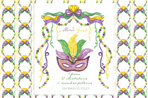 Mardi Gras Watercolor Clipart