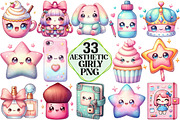 Kawaii Girly Aesthetic Clipart, an Illustration by Pixels.Craft (Thumbnail 1 of 7)