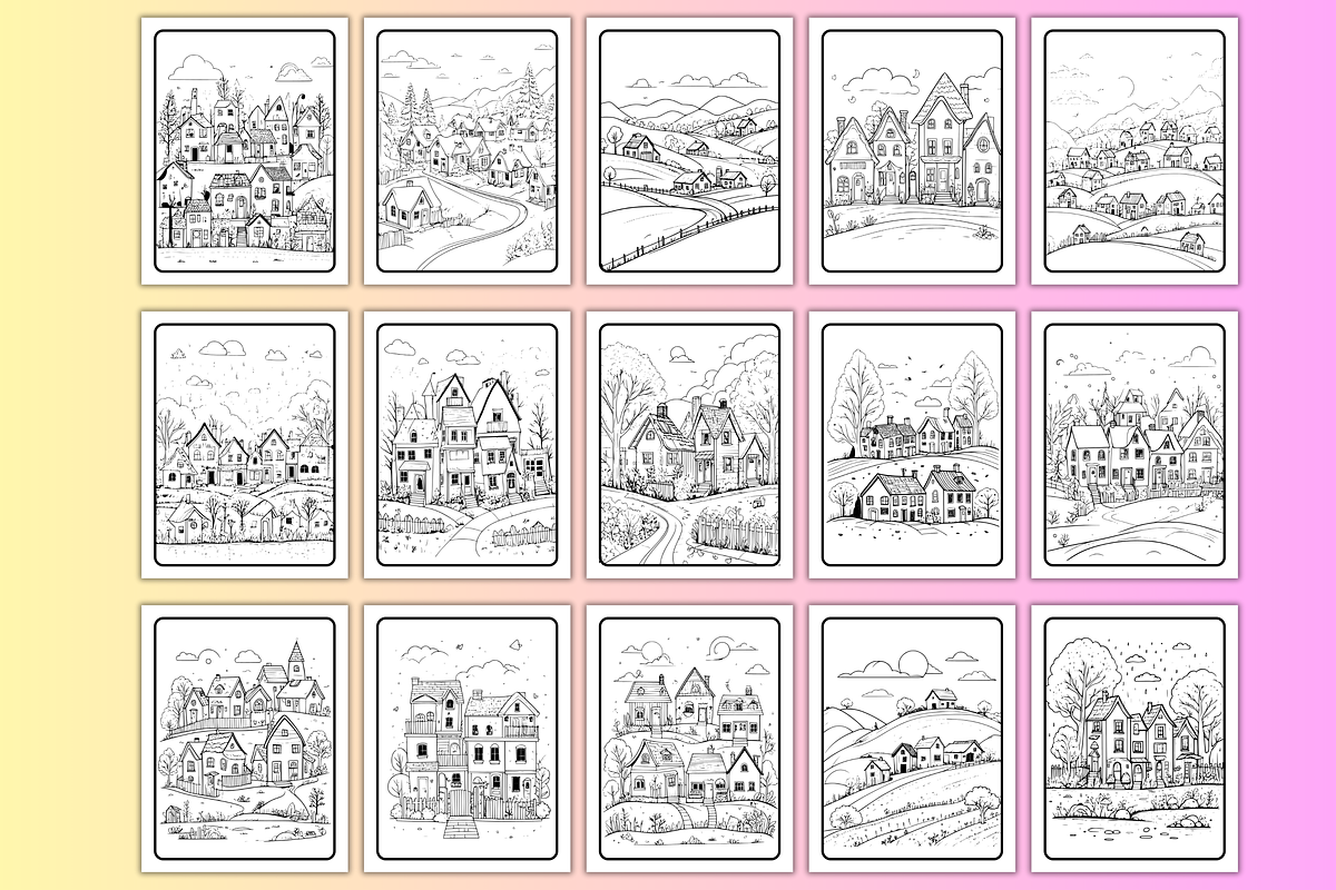 1PDF 51 SCENSE CUTE COTTAGE VILLAGE, a Decorative Illustration by Vachira Digital Studio (Photo 2 of 4)