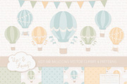 Pastel Hot Air Balloons & Patterns, an Illustration by Amanda Ilkov (Thumbnail 1 of 5)