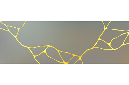 Gold kintsugi crack pattern on gray, a Texture Illustration by art PVP - market