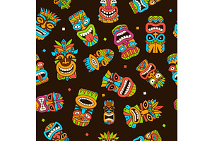 Tribal mask pattern. tiki mask, an Illustration by Onyx