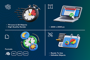 Calendar&Time Management 3D Icon Set