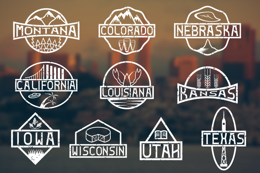 labels of states of usa, a Branding & Logo Template by UVAconcept