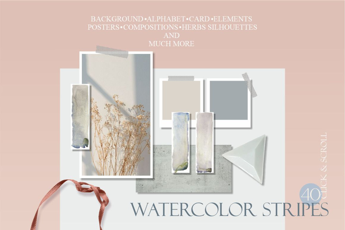 Meadow Grasses & Watercolor Stripes, an Illustration by Collection by VY (Photo 6 of 11)