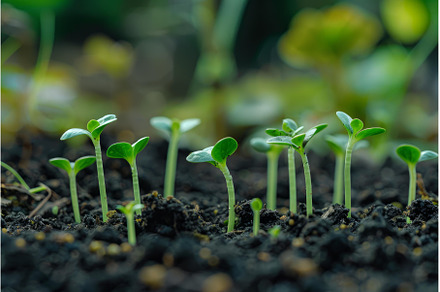 Seedlings growing from fertile soil, a Nature Photo by Ylivdesign