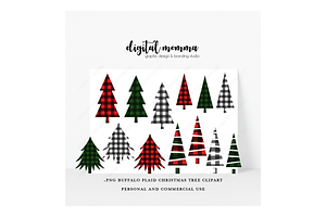 Buffalo Plaid Christmas Tree Clipart