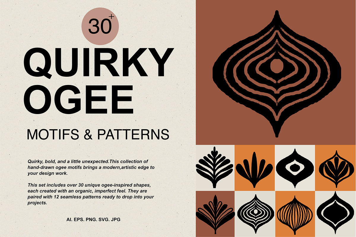 Quirky Ogee Motifs and Patterns, a Decorative Illustration by Sweet Fig (Photo 1 of 12)