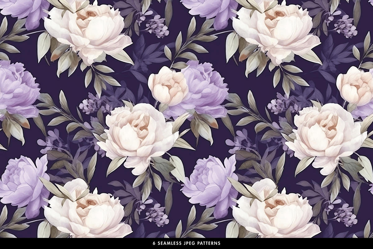 Purple Watercolor Floral & Patterns, a Decorative Illustration by illuztrate (Photo 2 of 9)
