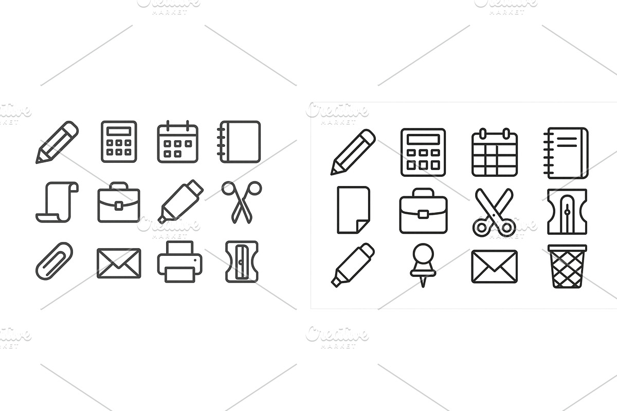 Collection of simple line icons, an Object Illustration by ZinetroN