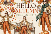Hello Autumn Watercolor Clipart, a Seasonal Illustration by Tanya Kart (Thumbnail 11 of 17)